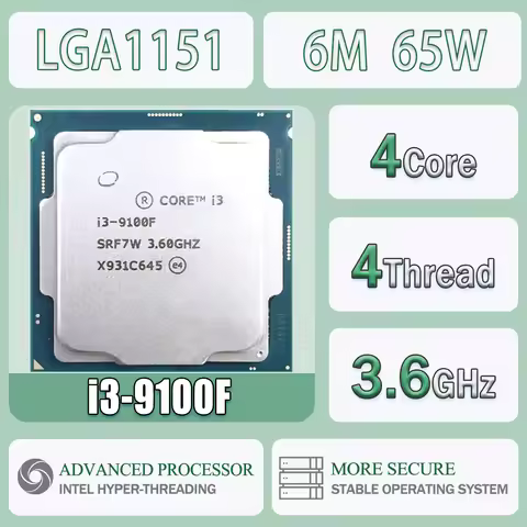 Intel Core I3-9100F 3.6GHz Quad-Core Quad-Thread 65W 6M Computer CPU Processor Server Package LGA 11