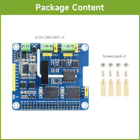 Waveshare 2-Channel Isolated CAN Bus Expansion HAT For Raspberry Pi Zero/Zero W/Zero WH/2B/3B/3B+/4B
