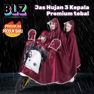Bolizun 3-head Motorcycle Raincoat Full Body Motorcycle Double Poncho 3head Full Cover Motorcycle Raincoat 3 in1 Coat