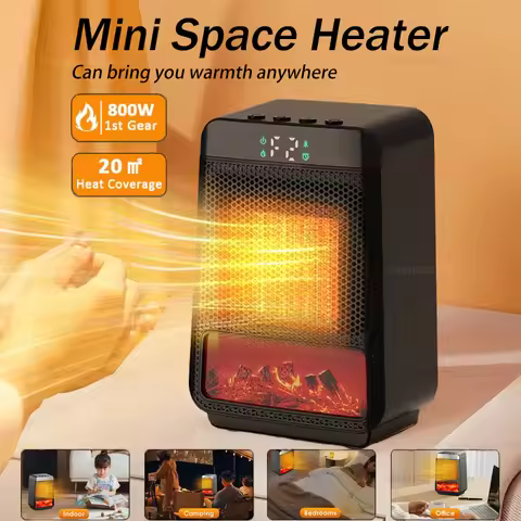 Portable 3D Simulated Fireplace Space Heater Hand Warmer Quick Heating Silent Energy Efficient Low P