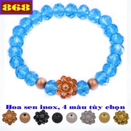 Blue crystal bracelet with 8 lotus cups CTFLXBHSVHHB8