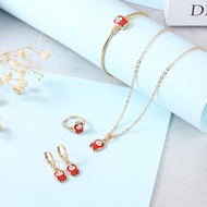 Set Perhiasan Anak Anti Karat Kalung Titanium Wanita Anting Anti Karat