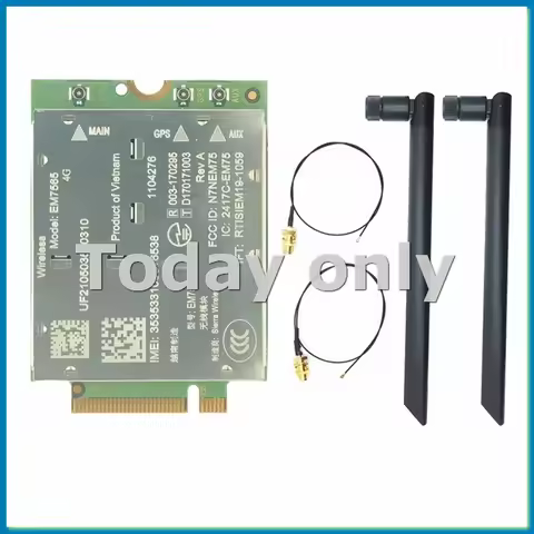 EM7565 4G LTE Module+2X 8DB Antenna -12 600Mbps CBRS NGFF Module Cat12 EM7565 for Laptop Wireless Mo