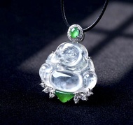 玻璃種翡翠佛公彌勒佛項鍊 18K金鑽石 | 天然緬甸玉A貨翡翠 |送禮