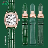 Suitable for Folli Follie Follie Watch Strap Genuine Leather Female Retro Green Butterfly Buckle Cow