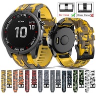 22mm 26mm Silicone Watchband Quick Fit Band Camouflage Strap For Garmin Fenix 7 7X 6 6X Pro 5 5X Plu
