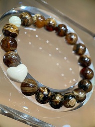 焦糖瑪奇朵 - 天然根珀+猛獁象牙 手串 緬甸根珀9.5mm