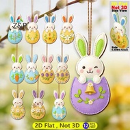 [Z&P-t] 12/24Pcs Wooden Easter Rabbit Decorative Hanging Set 2D DIY Easter Rabbit Holiday Party Home