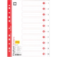 ELEPHANT INDEX DIVIDER 1-10 PLASTIC ( 311 )