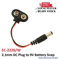 9V Battery Snap with DC Plug - EC-2220/W