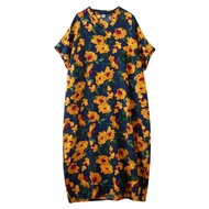XITAO Print Flower Dress Loose Fitting Bohemian Style Leisure Elegant Half Sleeve Summer Female Dres