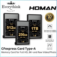HOMAN CFEXPRESS CARD TYPE-A MEMORY CARD FOR FULL HD, 8K+ AND ROW VIDEO/PHOTO AND SUPERCRUISE -256GB 