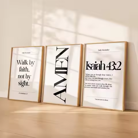 Christian Bible Verse Walk By Faith Wall Art Print Canvas Painting Poster Picture For Living Room,Be
