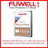 Toshiba N300 Pro NAS 3.5" SATA Hard Disk Drive (4/6/8/10/12/14/16/18/20/22)TB - 5 Years Limited Warr