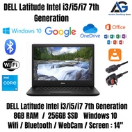 Laptop DELL Latitude Intel Core i3/i5/i7 7th Gen - 8GB RAM - 256GB SSD - Win 10 Pro - Student - USED