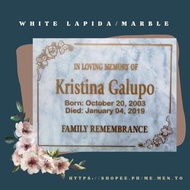 Lapida 4 Ordinary Marble White/ Tombstone/ Memorial Stone