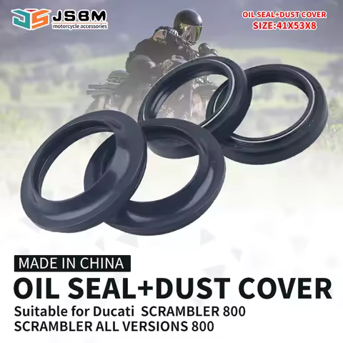 JSBM 41x53x8 Motorcycle Front Fork Damper Oil Seal Dust Seal 41*53*8/10.5 for Ducati SCRAMBLER 800 8