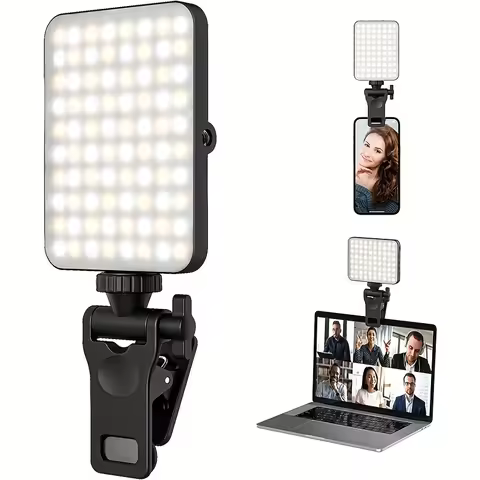1pc Rechargeable Magnetic LED Selfie Light,3 Modes Dimmable Light,3000mAh,120LEDs,Clip-On for Phone/