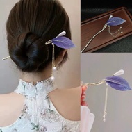 Lovely Purple Leaf Hair Brooch with Tassel, Ao Dai Bridal Hair Accessory