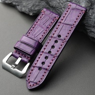 Handmade Bamboo Pattern Alligator Leather Strap24MM Vintage Thickened Watch Strap Adaptation PAM111 