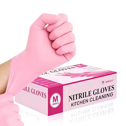 20/50/100PCS Pink Nitrile Gloves Disposable Kitchen Work Disposable Gloves Cleaning Hairdressing Pet