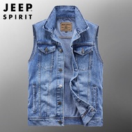 เสื้อกั๊กแจ็คเก็ตยีนส์ลำลองแฟชั่นผู้ชาย Jeep Spirit