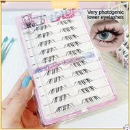 JIANGZHIB BQI ขนตาคู่แบบไม่ติดกาวขนตาด้านล่างแบบเอียงขนตาธรรมชาติและแบบตาข่ายพิเศษ Cewek Seksi ขนตาป