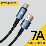 Essager สายเคเบิล USB ชนิด C 7A สำหรับ Samsung S10 Xiaomi Huawei P30 P40 Pro โทรศัพท์มือถือ100W ชาร์จเร็ว USB Type C