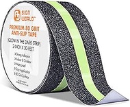 Best Anti-Slip Grip Tape, Black with Glow in The Dark Strip, 2" x 30 FT, 80 Grit, Industrial Grade, 
