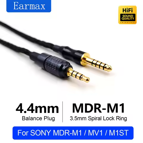 For SONY MDR-M1 MV1 M1ST 4.4mm 4-PIN XLR Balanced Cable, Replaceable And Upgradeable, 16-Strand Brai