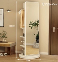 Homesick กระจกตั้งพื้น แบบเต็มตัว หมุนได้360 ํพร้อมชั้นวางของและราวแขวนเสื้อ e 998 e 999 (กรุณาไม่สั