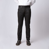 VENGOZ - Men's Formal Pants Classic Double Button Gurkha Pants Black