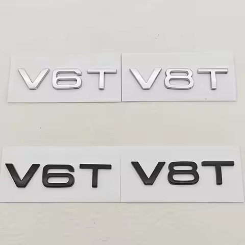 3D ABS Car Fender Side Emblem V6T V8T Logo Rear Trunk For Audi S4 A4 B7 V6T Sticker A6 SQ7 Q8 R8 S8 