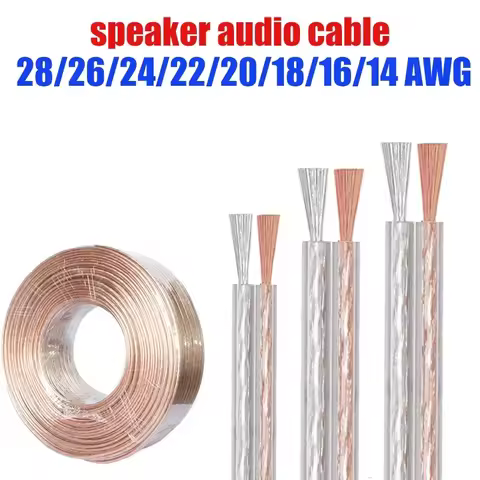 Stereo Speaker Wire 2Pin Transparent Audio Electrical Cable 28 26 24 22 20 18 16 AWG Extension Cord 