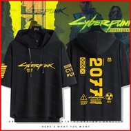 GC1 Cyberpunk 2077 Edgerunners hooded short sleeves T-shirt Loose casual hoodie summer cosplay cloth