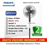 Philips Standing Fan ACP-610/01 3 Blade 45 Watt Stand Fan ACP610 Black 16 inch