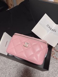 Chanel box 長盒子 2022  粉紅色x淡金logo