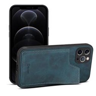 GMO 2免運iPhone 13 6.1吋直插卡側掀背套皮套 藍色 保護套殼手機套殼防摔套殼