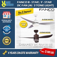 Fanco Best DC Ceiling Fan B Star F Star Remote Control Tri-Tone LED Light 4 Years Onsite Warranty