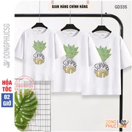 Unique Pineapple pattern family uniform t-shirt, soft and smooth white elastic GD335T | DONGPHUCSG D
