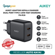 Aukey Dual Port Type C Charger Head Adapter 20W Fast Charging PA-R1S Mini Wall Charger Travel