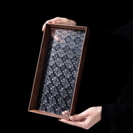 Walnut Tempered Glass Begonia Flower Tray Japanese Wooden Tray Retro Tea Tray