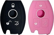 Key Fob Cover for CLK ML350: 2 Pcs 3 Buttons Silicone Remote Case Protector Fit for Mercedes Benz E5