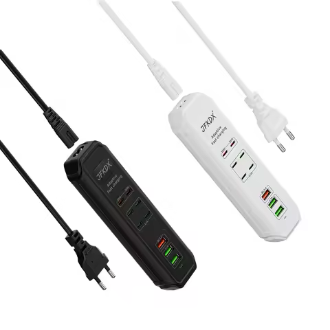 85W EU UK US Plug Multi-Port Fast USB Charger With 1.5m Cable USB-A & USB-C Ports Portable Power Ada