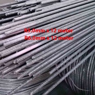 [ 1 pcs cut in 4pcs = 3m x 4 pcs ] R5.0mm / R6.0mm x 12 meter ROUND BAR / Besi ring / besi bulat