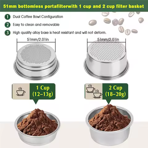 B98A-Delonghi Dedica Portafilter Bottomless Portafilter 51Mm For Delonghi Dedica EC680
