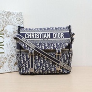 DIOR Diorcamp郵差信使包中號29藍色帆布銀扣2019肩背包