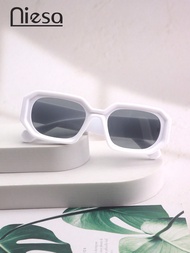 1 Pair Women's Fashionable Rectangular Angular Edged Fashion Glasses, Plain Color Casual Polycarbona