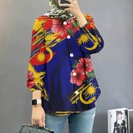 Independent Muslimah 2026 Long Sleeve Dress |     Women's Dress with Malaysian 69th Anniversary Patt