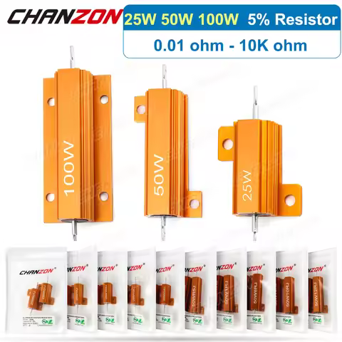 2Pcs 25W 50W 10W Wirewound Aluminum Resistor High Power Resistance 0.01 0.5 1 2 3 4 5 6 8 10 16 20 2
